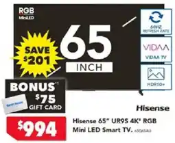 Harvey Norman Hisense 65" UR95 4K' RGB Mini LED Smart TV offer