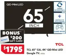 Harvey Norman TCL 65" C6L 4K* QD-Mini LED Google TV offer