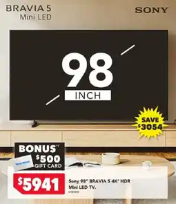 Harvey Norman Sony 98" BRAVIA 5 4K HDR Mini LED TV offer