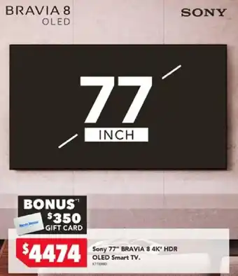 Harvey Norman Sony 77" BRAVIA 8 4K HDR OLED Smart TV offer