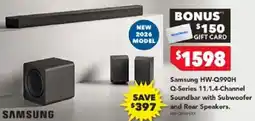 Harvey Norman Samsung HW-Q990H Q-Series 11.1.4-Channel Soundbar with Subwoofer and Rear Speakers offer