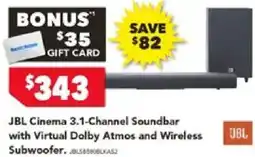 Harvey Norman JBL Cinema 3.1-Channel Soundbar with Virtual Dolby Atmos and Wireless Subwoofer offer