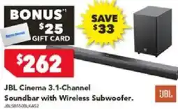 Harvey Norman JBL Cinema 3.1-Channel Soundbar with Wireless Subwoofer offer