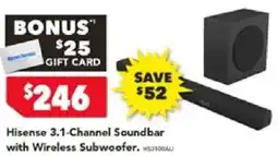 Harvey Norman Hisense 3.1-Channel Soundbar with Wireless Subwoofer offer