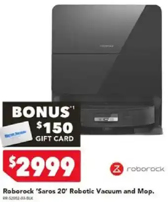 Harvey Norman Roborock 'Saros 20' Robotic Vacuum and Mop offer