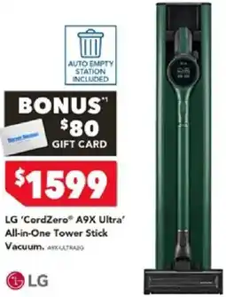 Harvey Norman LG 'CordZero® A9X Ultra' All-in-One Tower Stick Vacuum offer