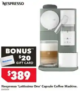 Harvey Norman Nespresso 'Lattissima One' Capsule Coffee Machine offer