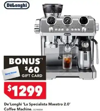 Harvey Norman De'Longhi 'La Specialista Maestro 2.0' Coffee Machine offer