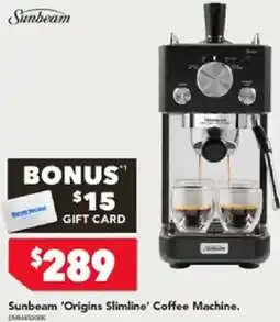 Harvey Norman Sunbeam 'Origins Slimline' Coffee Machine offer