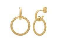 Bevilles Jewellery Circle Round Drop Earrings in 9ct Yellow Gold Silver Infused offer
