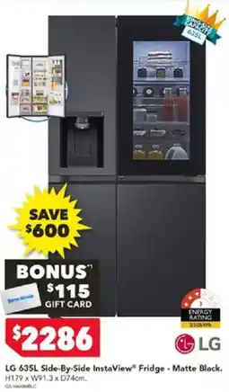 Harvey Norman LG 635L Side-By-Side InstaView Fridge - Matte Black offer
