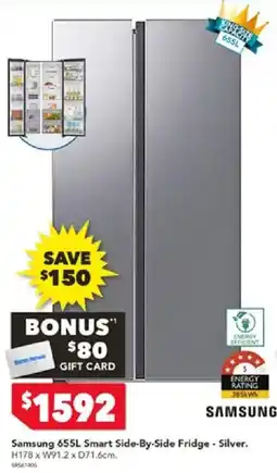 Harvey Norman Samsung 655L Smart Side-By-Side Fridge - Silver offer