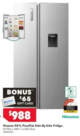 Harvey Norman Hisense 541L PureFlat Side-By-Side Fridge offer