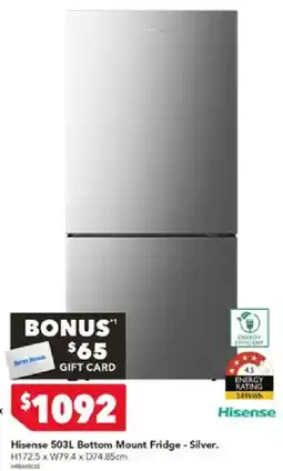 Harvey Norman Hisense 503L Bottom Mount Fridge - Silver offer