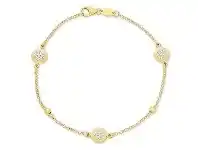 Bevilles Jewellery 9ct Yellow Gold Silver Filled Crystal Bracelet offer
