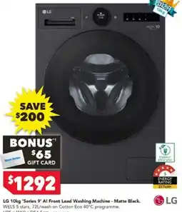 Harvey Norman LG 10kg 'Series 9' Al Front Load Washing Machine offer