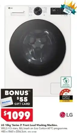 Harvey Norman LG 10kg 'Series 3' Front Load Washing Machine offer