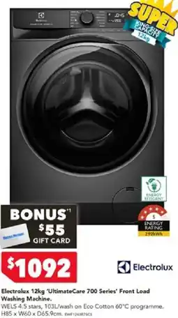 Harvey Norman Electrolux 12kg 'Ultimate Care 700 Series' Front Load Washing Machine offer