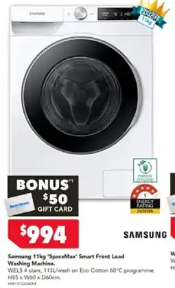 Harvey Norman Samsung 11kg 'SpaceMax Smart Front Load Washing Machine offer