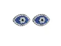 Bevilles Jewellery Sterling Silver Evil Eye Earrings with Blue and White Crystals offer