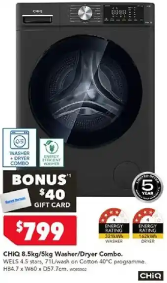 Harvey Norman CHIQ 8.5kg/5kg Washer/Dryer Combo offer