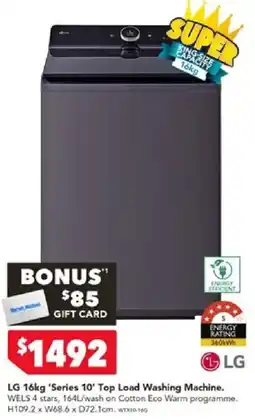 Harvey Norman LG 16kg 'Series 10' Top Load Washing Machine offer
