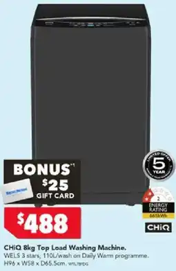 Harvey Norman CHIQ 8kg Top Load Washing Machine offer