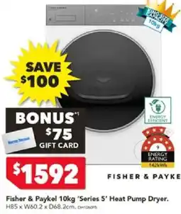 Harvey Norman Fisher & Paykel 10kg 'Series 5' Heat Pump Dryer offer