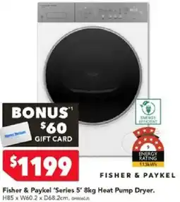 Harvey Norman Fisher & Paykel 'Series 5' 8kg Heat Pump Dryer offer