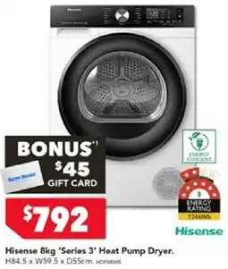 Harvey Norman Hisense 8kg 'Series 3' Heat Pump Dryer offer