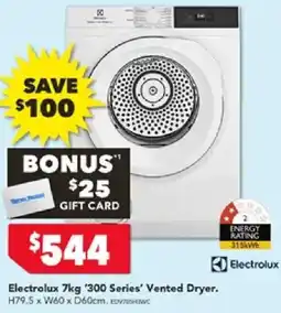 Harvey Norman Electrolux 7kg '300 Series' Vented Dryer offer