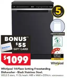 Harvey Norman Whirlpool 14-Place Setting Freestanding Dishwasher offer