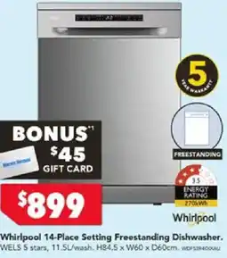 Harvey Norman Whirlpool 14-Place Setting Freestanding Dishwasher offer