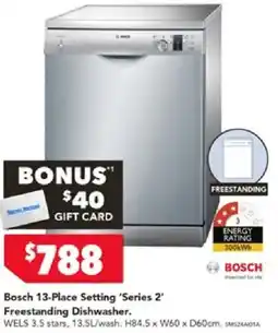 Harvey Norman Bosch 13-Place Setting 'Series 2' Freestanding Dishwasher offer