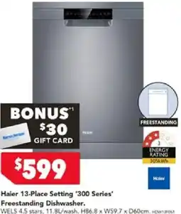 Harvey Norman Haier 13-Place Setting '300 Series' Freestanding Dishwasher offer