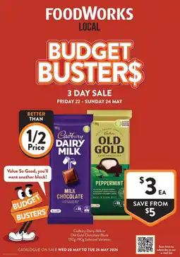 Foodworks Cadbury Dairy Milk or Old Gold Chocolate Block offer