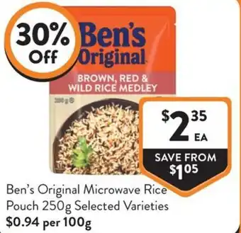 Foodworks Ben's Original Microwave Rice Pouch offer