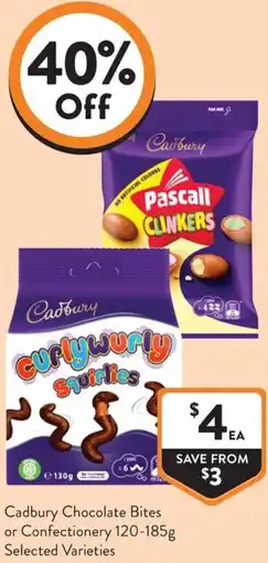 Foodworks Cadbury Chocolate Bites or Confectionery offer