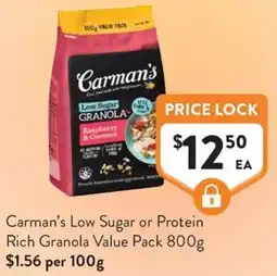 Foodworks Carman's Low Sugar or Protein Rich Granola offer