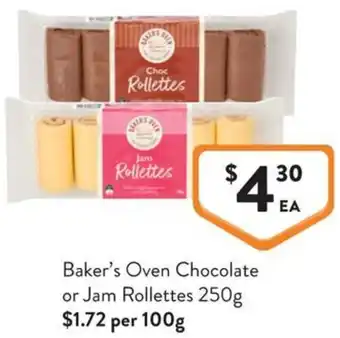 Foodworks Baker's Oven Chocolate or Jam Rollettes offer