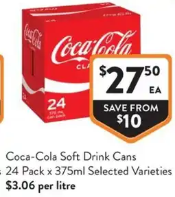 Foodworks Coca-Cola Soft Drink Cans offer