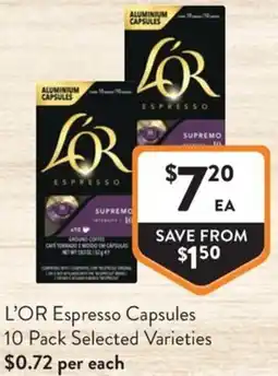Foodworks L'OR Espresso Capsules offer
