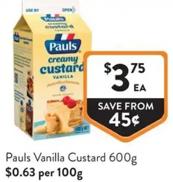 Foodworks Pauls Vanilla Custard offer