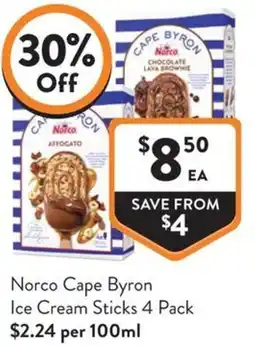 Foodworks Norco Cape Byron Ice Cream Sticks offer