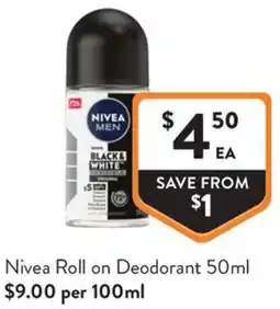 Foodworks Nivea Roll on Deodorant offer