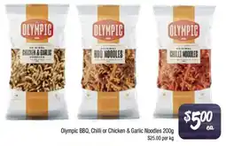 Foodworks Olympic BBQ, Chilli or Chicken & Garlic Noodles offer
