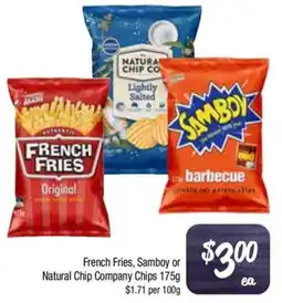 Foodworks French Fries, Samboy or Natural Chip Company Chips offer