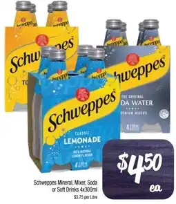 Foodworks Schweppes Mineral, Mixer, Soda or Soft Drinks offer