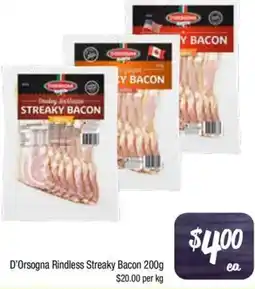 Foodworks D'Orsogna Rindless Streaky Bacon offer