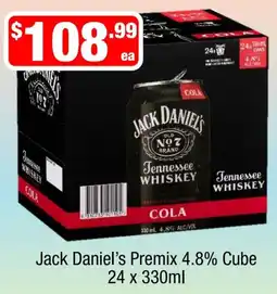 Liquor Stax Jack Daniel's Premix 4.8% Cube offer